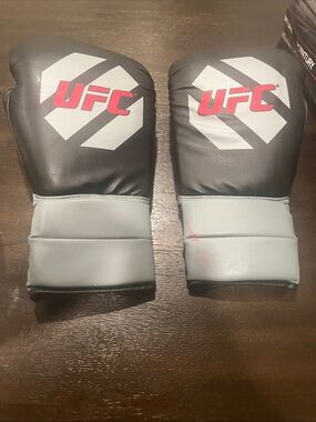 UFC Black & Light Gray Padded Training Gloves with Red Logo